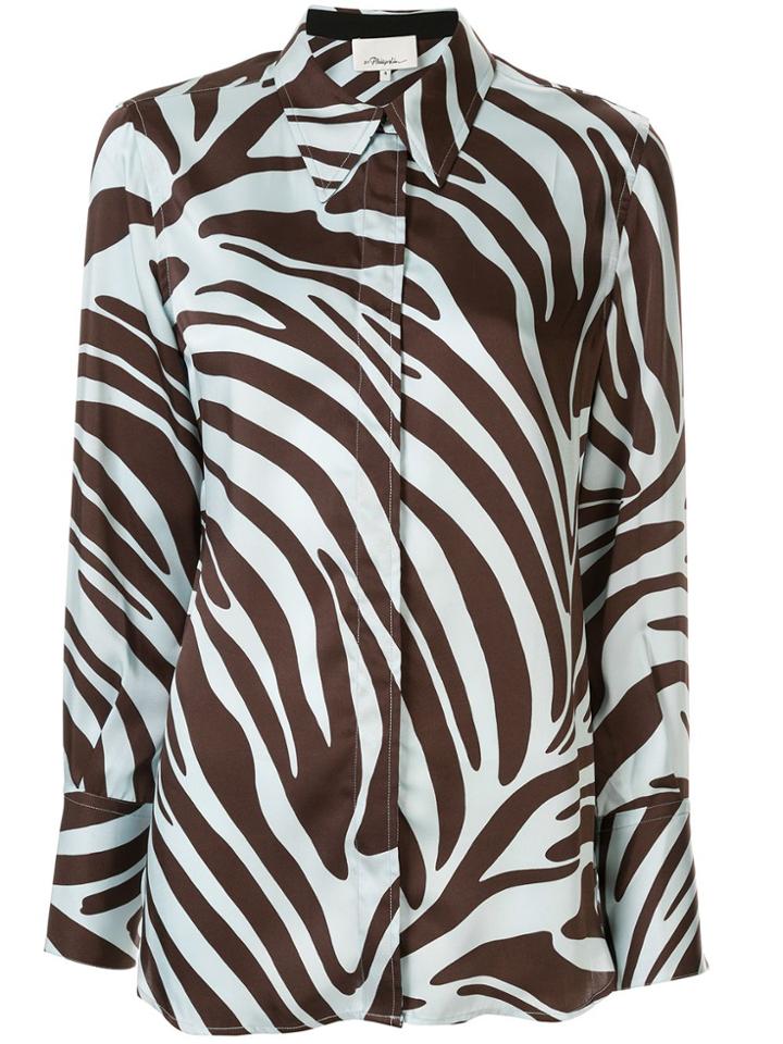 3.1 Phillip Lim Zebra Print Shirt Dress - Blue