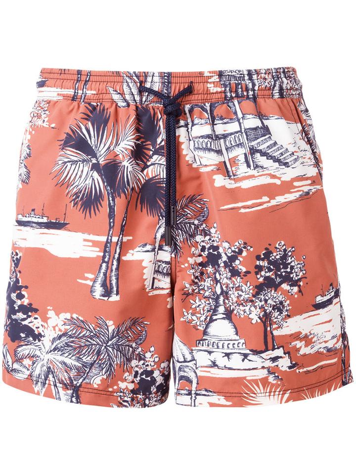 Etro Printed Swim Shorts, Men's, Size: Xl, Yellow/orange, Nylon