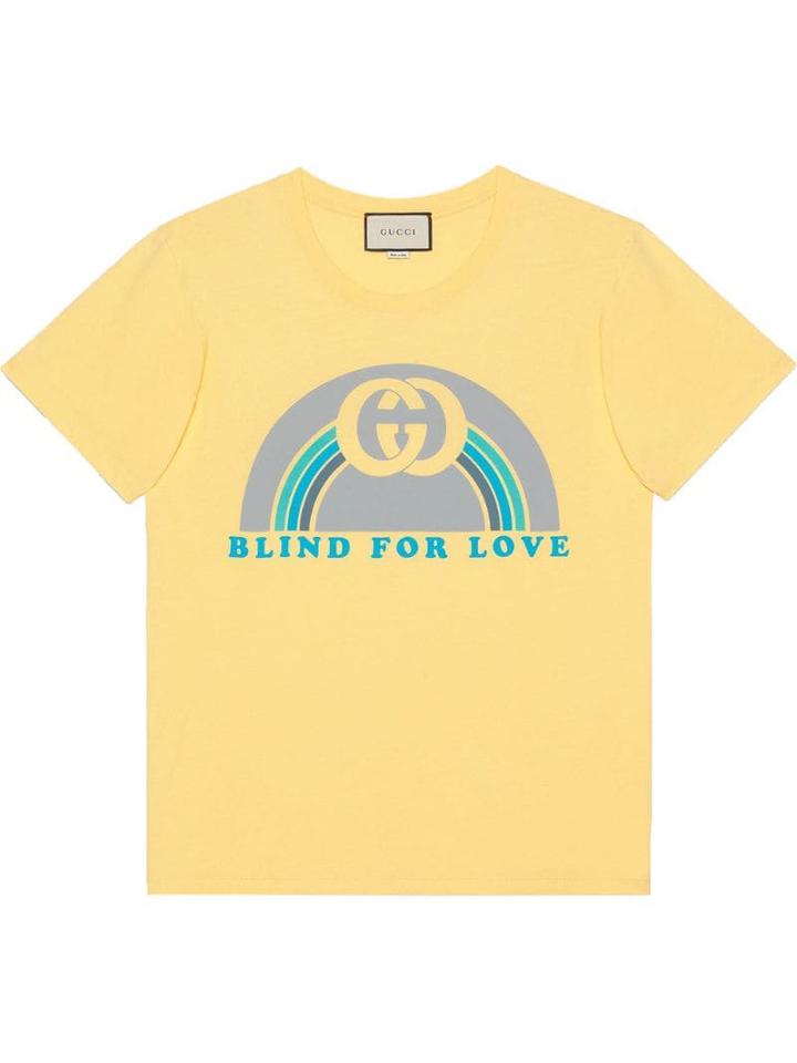 Gucci Oversize T-shirt With Rainbow Print - Yellow