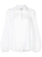 Oscar De La Renta - Billow Sleeve Shirt - Women - Cotton/nylon/spandex/elastane - 4, White, Cotton/nylon/spandex/elastane