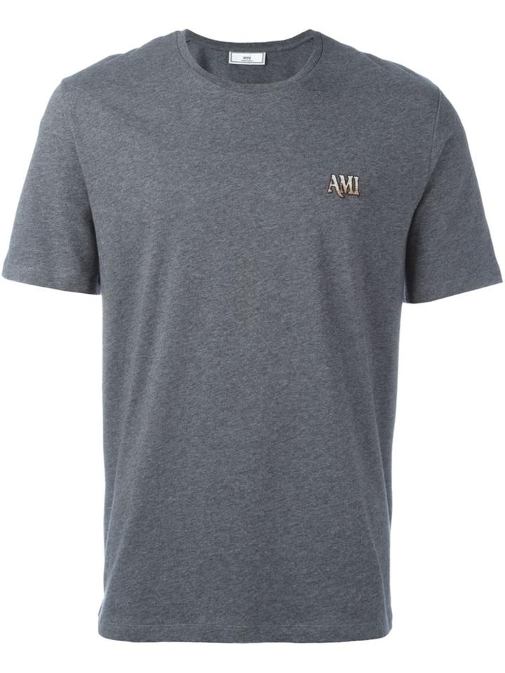 Ami Alexandre Mattiussi Embroidered Logo T-shirt - Grey