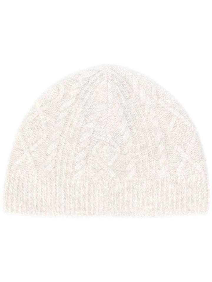 Pringle Of Scotland Cable Knit Beanie - Neutrals