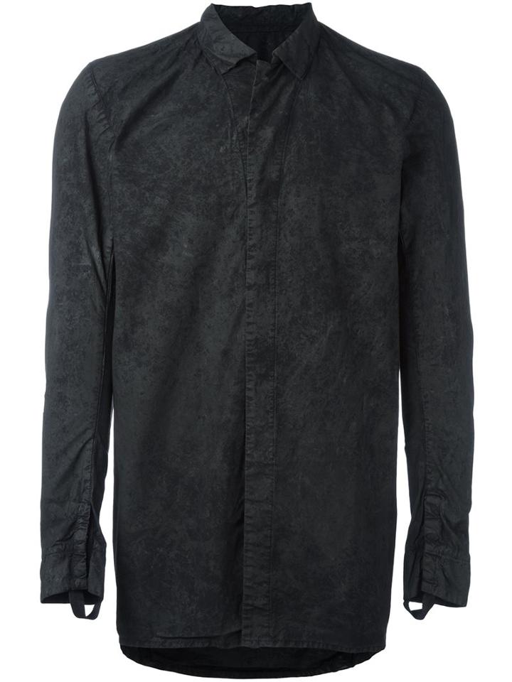 11 By Boris Bidjan Saberi Hidden Fly Shirt, Men's, Size: Medium, Black, Cotton