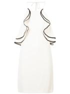 Halston Heritage Frilled Fitted Dress - Nude & Neutrals