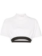 Heron Preston Ctnmb Embroidered Cropped Cotton T-shirt - White