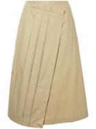 Muveil Pleated Layer Midi Skirt - Brown