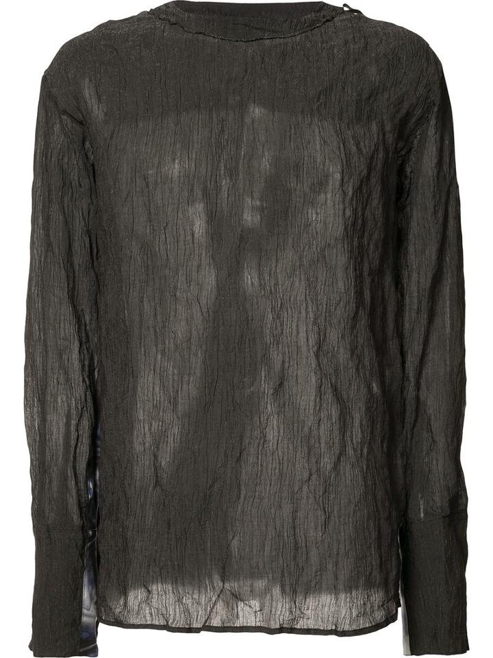 Yang Li Semi-sheer Longsleeved T-shirt, Men's, Size: 46, Pink/purple, Cotton/metal