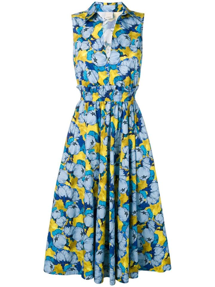 Pinko Floral Print Flared Dress - Blue