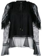 Just Cavalli Lace Overlay Blouse - Black