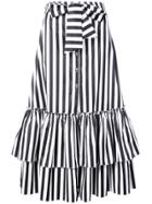 Caroline Constas Striped Tiered Skirt - Black