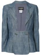 Chanel Pre-owned Open Front Denim Blazer - Blue