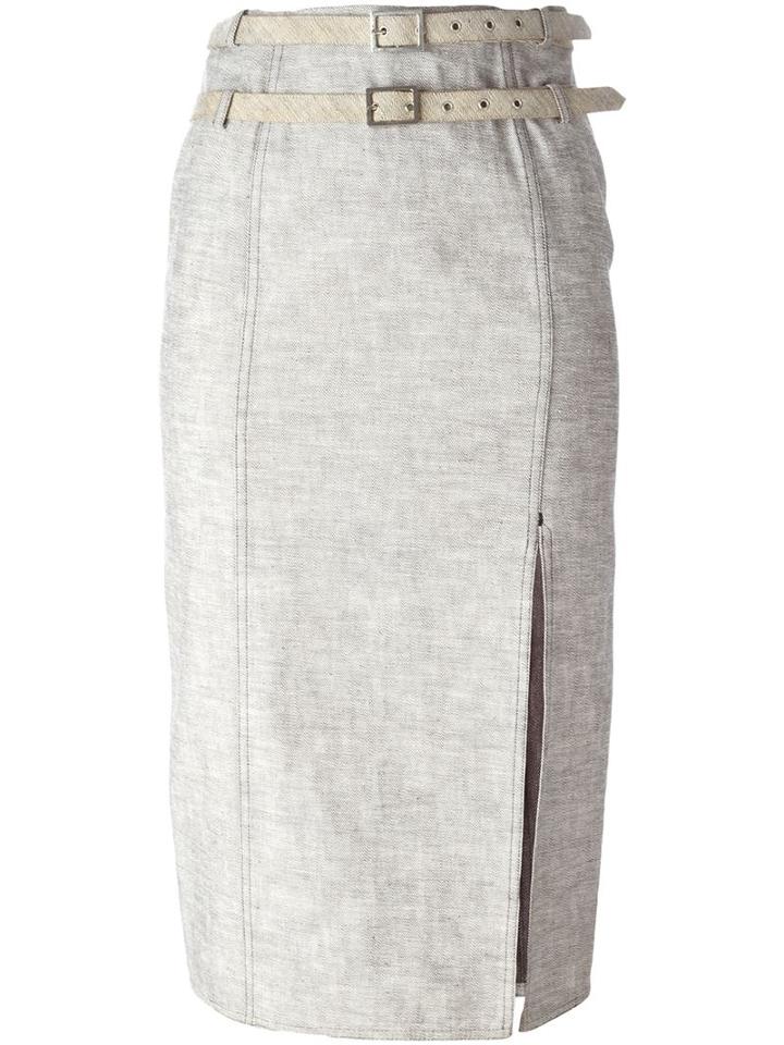 Christian Dior Vintage Double Belted Denim Skirt