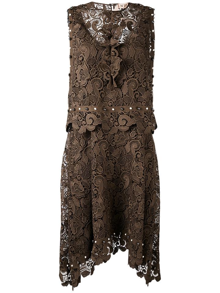 No21 - Embellished Lace Dress - Women - Silk/polyester/acetate - 40, Green, Silk/polyester/acetate