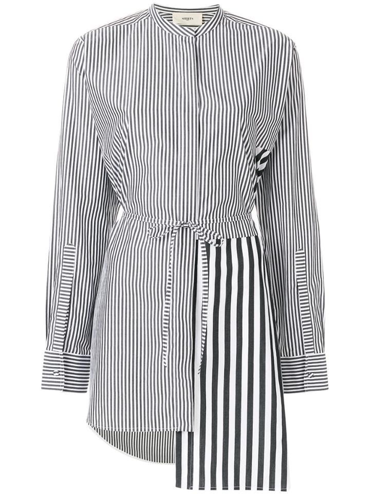 Ports 1961 Asymmetric Striped Shirt - Black