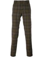 Incotex Plaid Tapered Trousers, Men's, Size: 31, Brown, Cotton