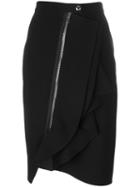 Givenchy Asymmetric Ruffle Trim Skirt, Women's, Size: 36, Black, Viscose/spandex/elastane/polyamide