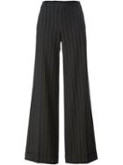 Jean Paul Gaultier Vintage Pinstripe Flared Trousers, Women's, Size: 42, Black