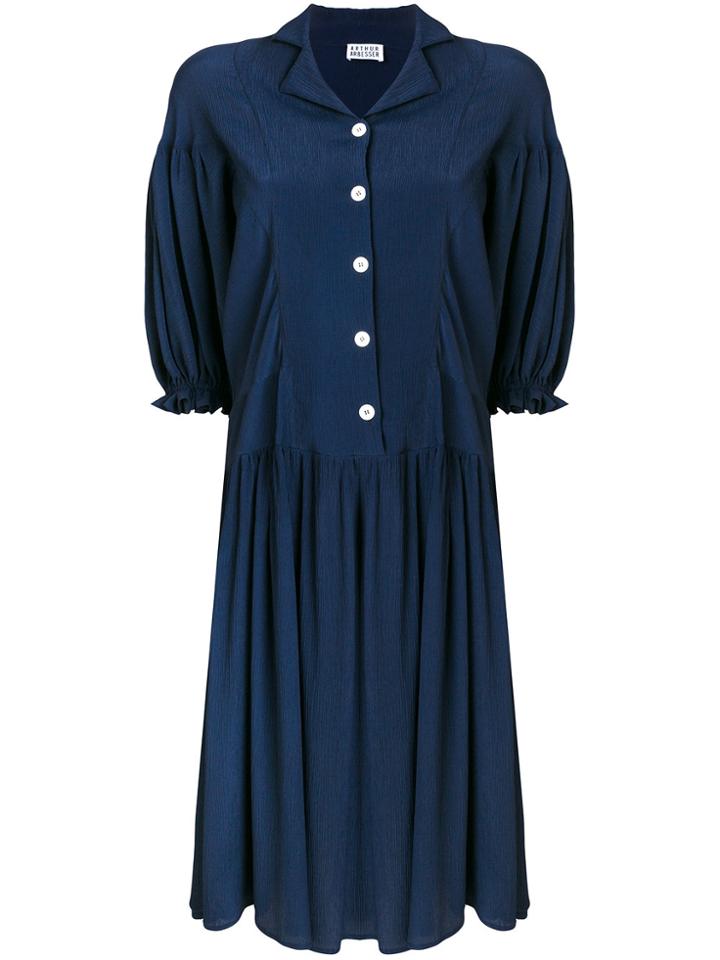 Arthur Arbesser Puff Sleeve Shift Dress - Blue