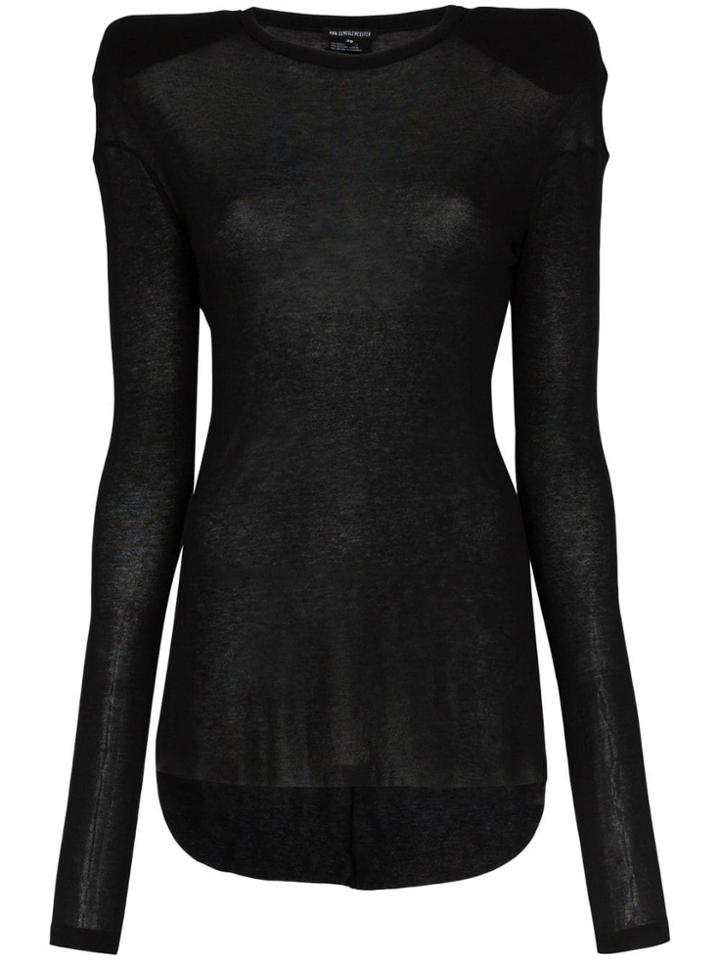 Ann Demeulemeester Long Sleeve Jersey Top - Black