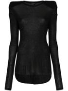 Ann Demeulemeester Long Sleeve Jersey Top - Black