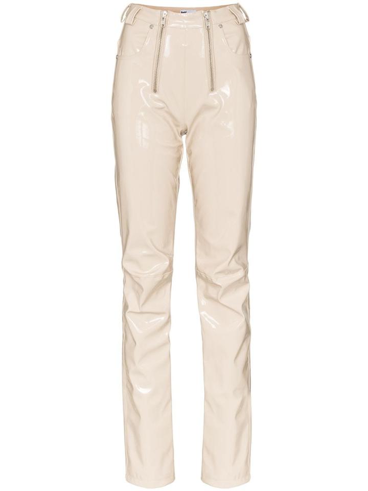 Gmbh Zip Detailed Straight Leg Trousers - Neutrals