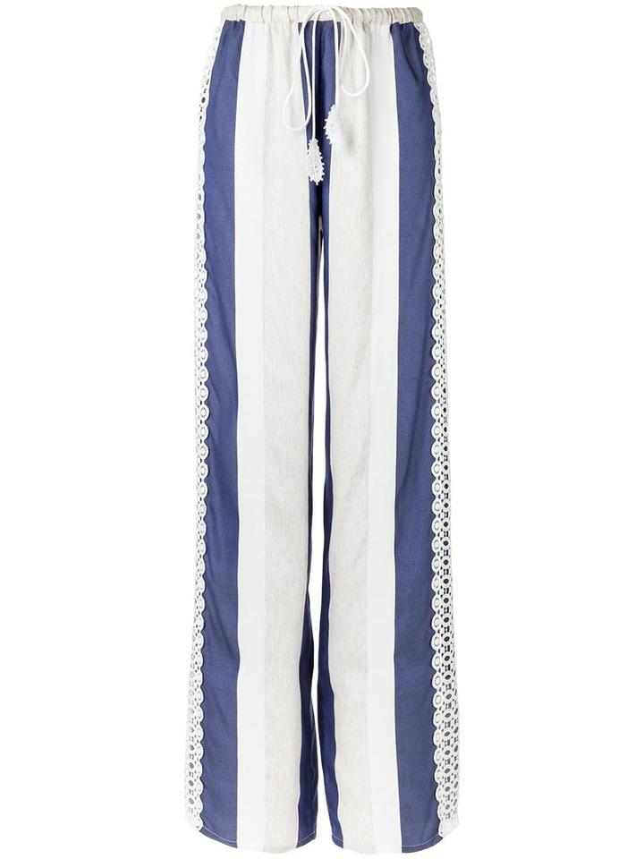 Martha Medeiros Striped Marcela Trousers, Women's, Size: G, White, Silk/linen/flax/modal