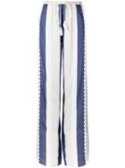 Martha Medeiros Striped Marcela Trousers, Women's, Size: G, White, Silk/linen/flax/modal