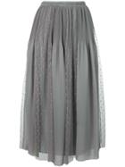 Red Valentino Pleat And Polka Dot Panel Skirt - Grey