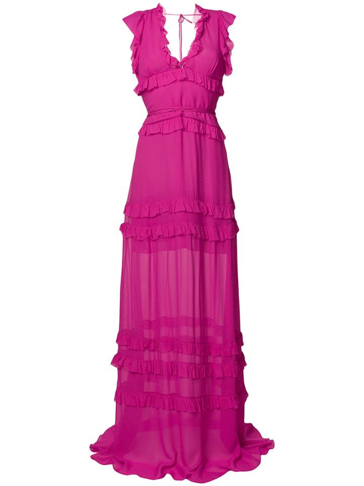 Pinko Ruffled Maxi Dress - Pink & Purple
