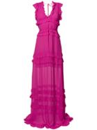 Pinko Ruffled Maxi Dress - Pink & Purple