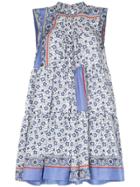 Chloé Bandana Print Tiered Mini Dress - Blue