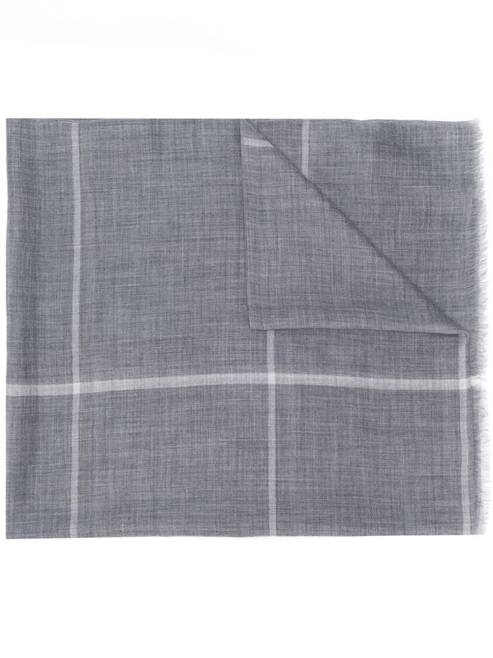 N.peal 007 Fine Gauge Checked Scarf - Grey