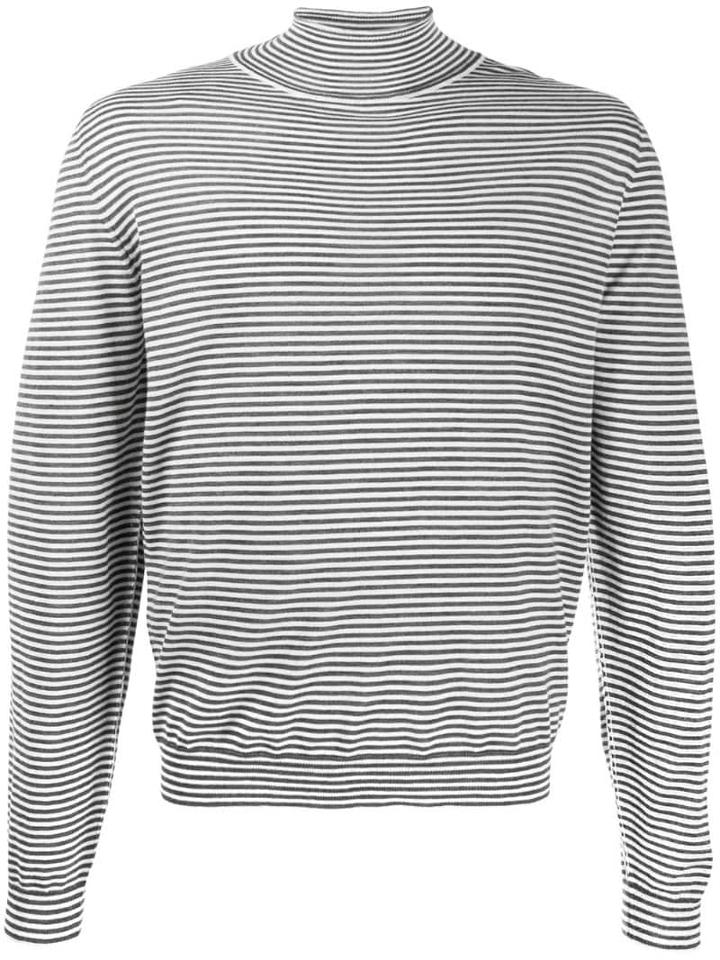 Maison Margiela Turtleneck Striped Sweater - Grey