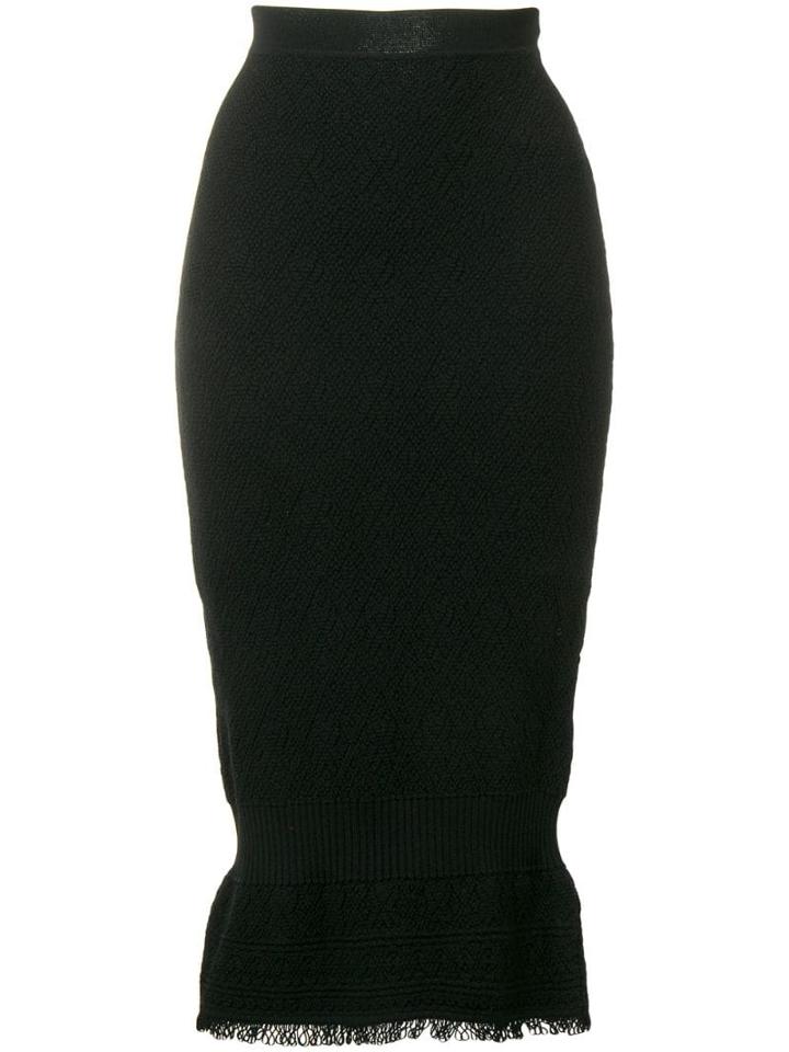 Christian Dior Pre-owned Knitted Midi Skirt - Black