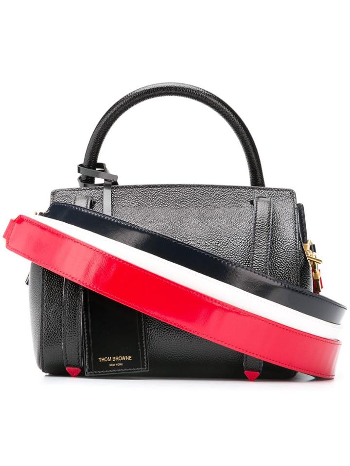Thom Browne 3-strap Leather Small Bag - Black