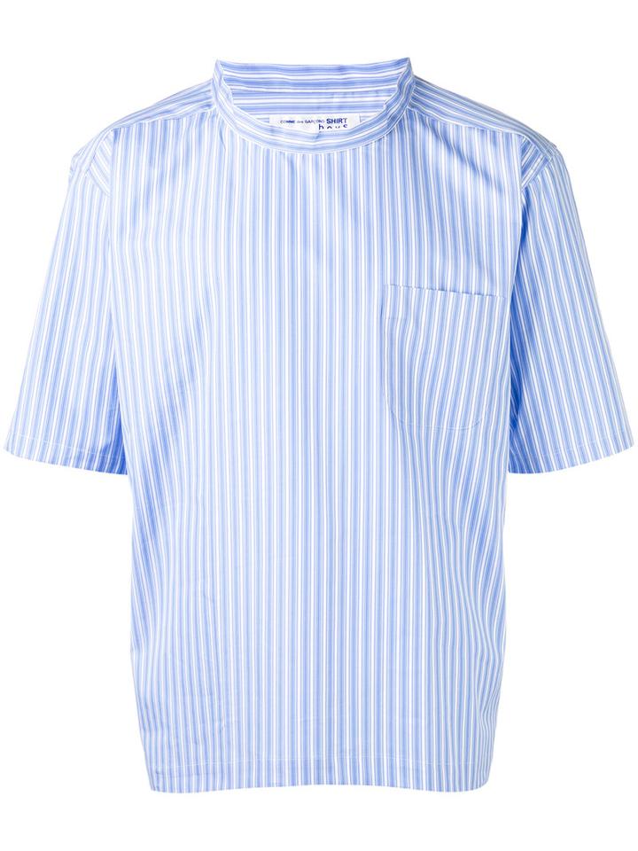 Comme Des Garçons Shirt Short-sleeve Stripe Shirt, Men's, Size: Medium, Blue, Cotton