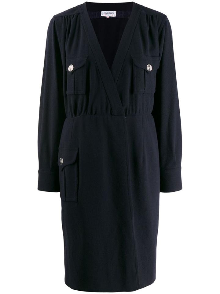 Yves Saint Laurent Vintage Envelope Shirt Dress - Blue