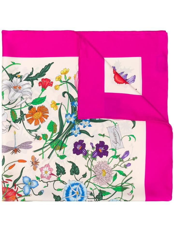 Gucci Flora Gothic Print Scarf - Pink
