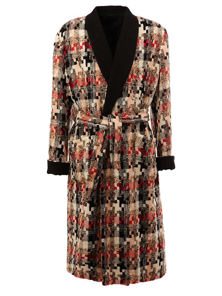 Aganovich Belted Mid-length Coat, Men's, Size: 48, Linen/flax/polyamide/viscose/wool