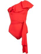 Lisa Marie Fernandez Flounce Maillot Swimsuit - Red