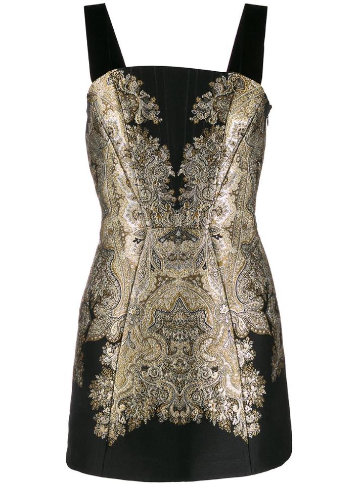 Etro Brocade Embroidery Mini Dress - Black