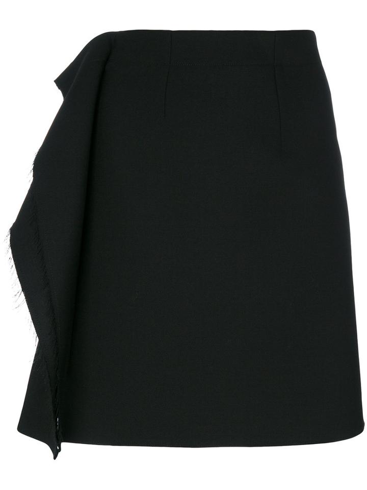 Mm6 Maison Margiela - Frayed Ruffle Panel Skirt - Women - Polyester/spandex/elastane/virgin Wool - 42, Black, Polyester/spandex/elastane/virgin Wool