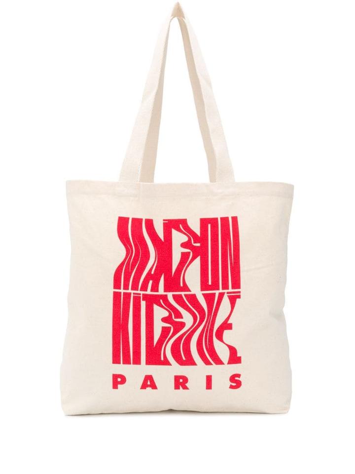 Maison Kitsuné Wave Mk Tote Bag - Neutrals