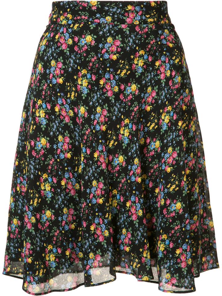Floral Print Skirt - Women - Silk/viscose - 36, Black, Silk/viscose, Saint Laurent