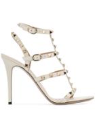 Valentino Rockstud Embellished Strappy Heels - Nude & Neutrals