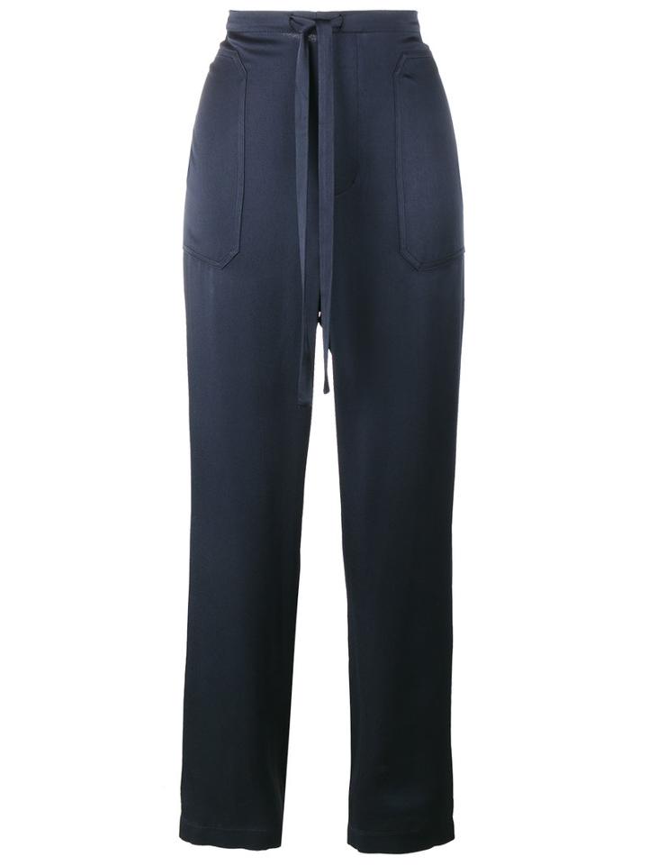 Vince Drawstring Trousers, Women's, Size: Small, Blue, Viscose/acetate