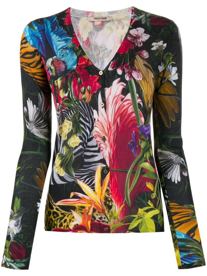 Roberto Cavalli Tropical Print Cardigan - Green