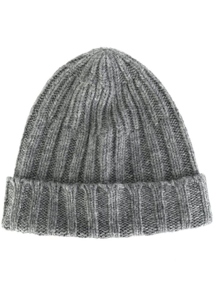 Roberto Collina Fold Up Bottom Hat, Men's, Grey, Nylon/camel Hair/merino