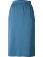 Yves Saint Laurent Vintage Buttoned Jersey Skirt, Women's, Size: 36, Blue