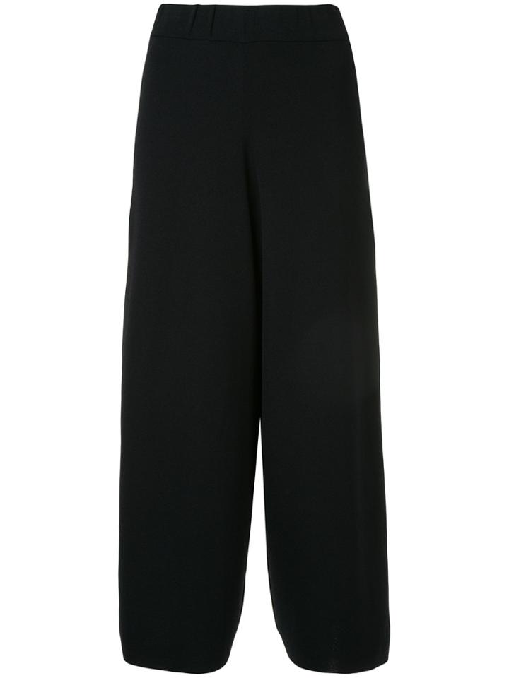 Estnation Wide Leg Cropped Trousers - Black